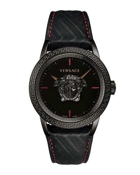 versace black leather watch|versace watches clearance.